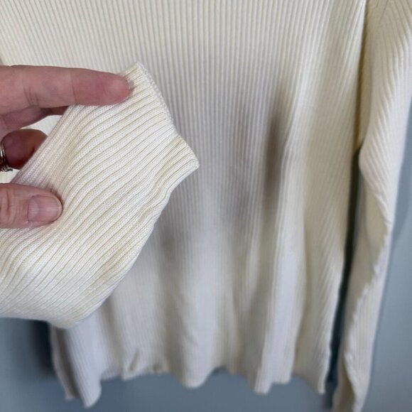 VTG Yarnworks Womens Ivory Ribbed Turtleneck Sweater Large Classic Minimalist - Picture 7 of 10